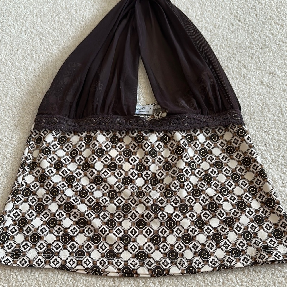 Women's Brown Halter Camisole with Geo Print